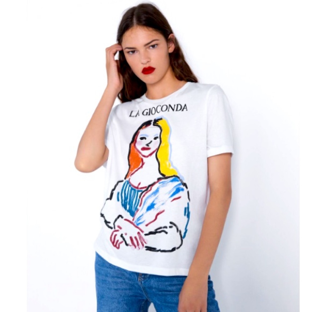 ZARA GRAPHIC TEE LA GIOCONDA//MONA LISA
